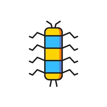 Color Centipede insect icon isolated on white background. Flat filled outli.. Stock Illustration