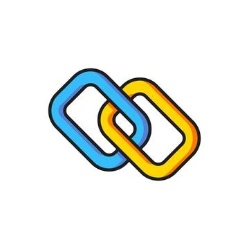Color Chain link icon isolated on white background. Link single. Hyperlink .. Stock Illustration
