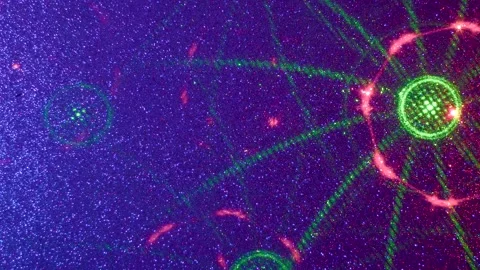 On a color-changing background, flying figures and rays of light Stock Footage 241293008