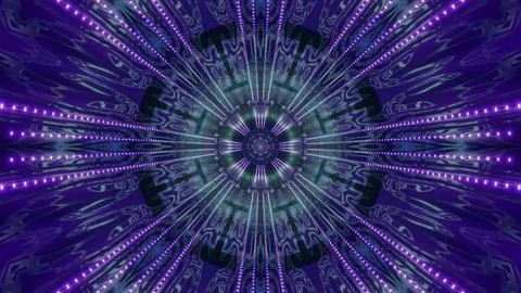 Color changing neon dots sci-fi tunnel 3d illustration background walllpape.. Stock Illustration