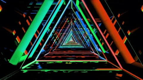 Color changing Triangulos de LED Neon em Looping 4k Stock Footage 260757753