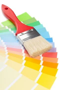 Color chart guide with brush Stock Photos