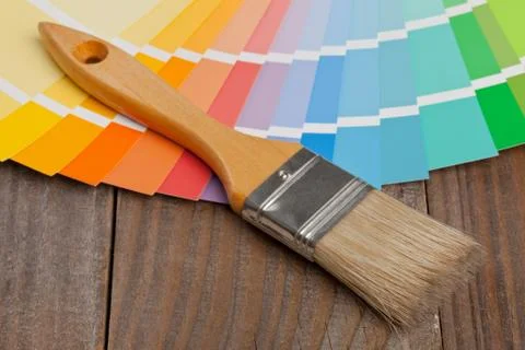 Color chart guide with brush Stock Photos