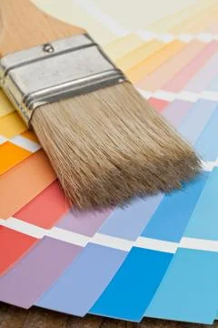 Color chart guide with brush Stock Photos