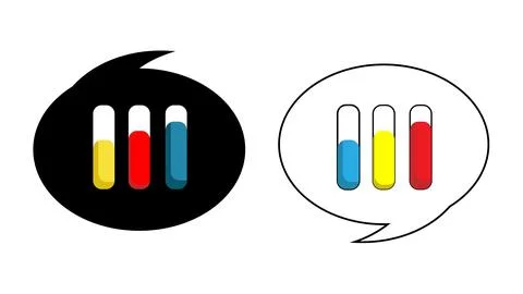 Color chart inside bubble speech, logo with speech bubble consisting 스톡 일러스트