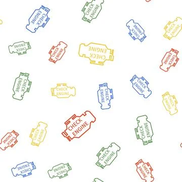 Color Check engine icon isolated seamless pattern on white background. Vector 스톡 일러스트