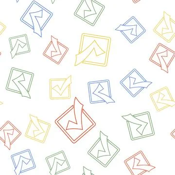 Color Check mark in a box line icon isolated seamless pattern on white Stock Illustration