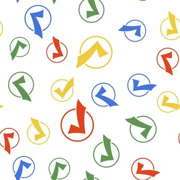 Color Check mark in round icon isolated seamless pattern on white background Illustrazione stock