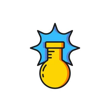 Color Chemical experiment, explosion in the flask icon isolated on white ba.. Stock Illustration