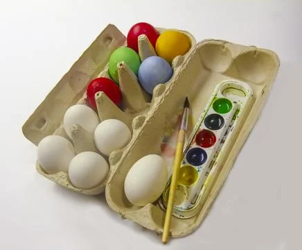 Color chicken eggs for Easter Stock Photos