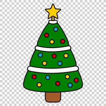 Color Christmas tree flat icon. Stock Illustration