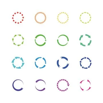 Color circle reload arrows vector icons. Round arrow elements Ilustración de archivo