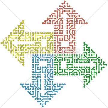 Color circuit computer arrows Stock Illustration
