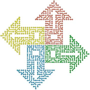 Color circuit computer arrows - vector Illustrazione stock