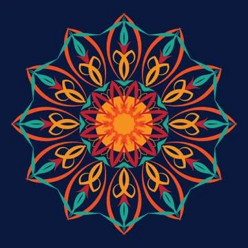 Color circular pattern on dark blue background Illustrazione stock