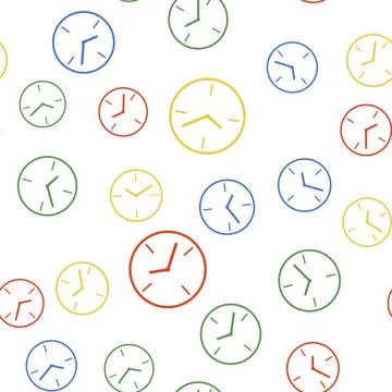 Color Clock icon isolated seamless pattern on white background. Time symbol Stock Illustration
