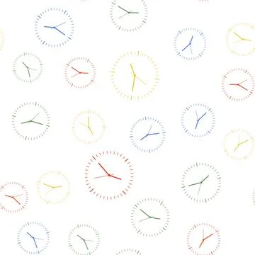 Color Clock icon isolated seamless pattern on white background. Time icon Stock Illustration