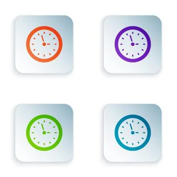 Color Clock icon isolated on white background. Time symbol. Set colorful icons Stock Illustration