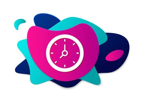 Color Clock icon isolated on white background. Time symbol. Abstract banner with Stock Illustration