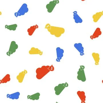 Color Cloud and shield with check mark icon isolated seamless pattern on white 스톡 일러스트