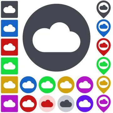 Color cloud icon set Stock Illustration