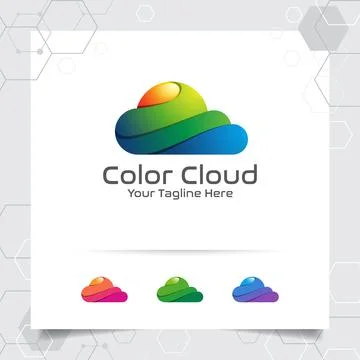 Color cloud logo vector design with concept of modern colorful cloud. 스톡 일러스트