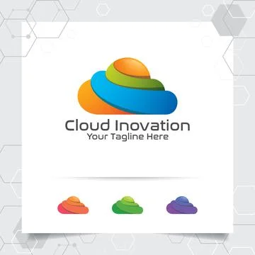 Color cloud logo vector design with concept of modern colorful cloud. Stock Illustration