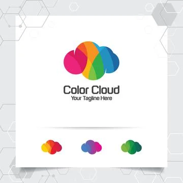 Color cloud logo vector design with concept of colorful cloud. Stock Illustration