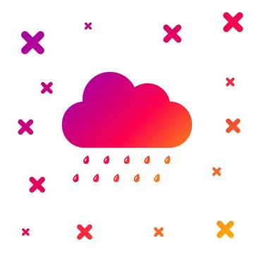 Color Cloud with rain icon isolated on white background. Rain nimbus cloud Stock Illustration