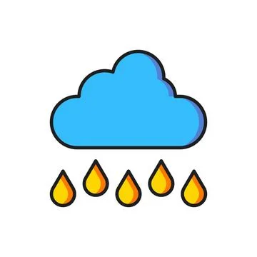 Color Cloud with rain icon isolated on white background. Rain cloud precipi.. 스톡 일러스트