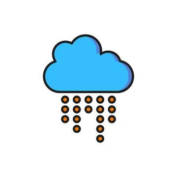 Color Cloud with rain icon isolated on white background. Rain cloud precipi.. Stock Illustration
