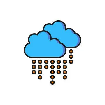 Color Cloud with rain icon isolated on white background. Rain cloud precipi.. Stock Illustration
