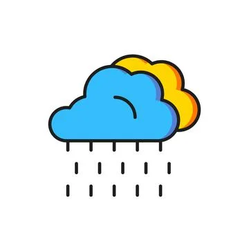 Color Cloud with rain icon isolated on white background. Rain cloud precipi.. Stock Illustration