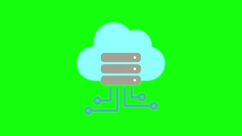 Color cloud server database hosting icon flat 10 animations green screen chroma  Stock Footage 138645291