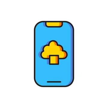 Color Cloud technology data transfer and storage icon isolated on white bac.. 스톡 일러스트