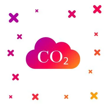 Color CO2 emissions in cloud icon on white background. Carbon dioxide formula Stock Illustration