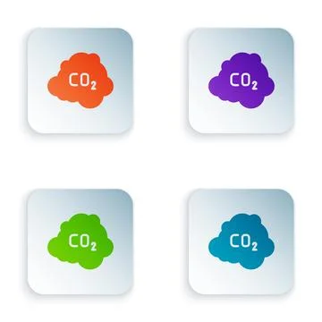 Color CO2 emissions in cloud icon isolated on white background. Carbon dioxid Illustrazione stock