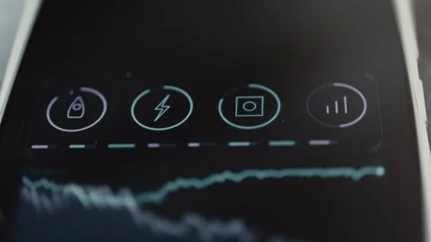 Color coded mission indicators align over trend lines Stock Footage 344106097