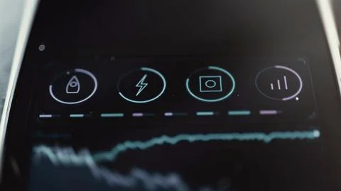Color coded mission indicators align over trend lines Stock Photos