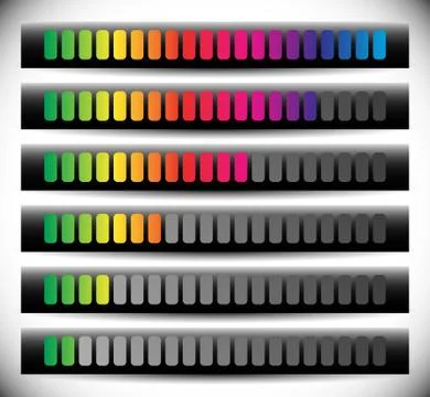 Color coded progress, level indicator with units. Stockillustratie