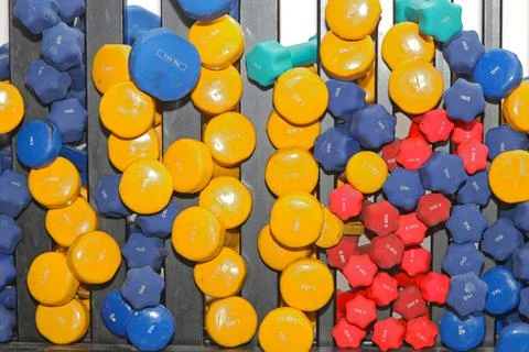 Color coded weights Stock Photos