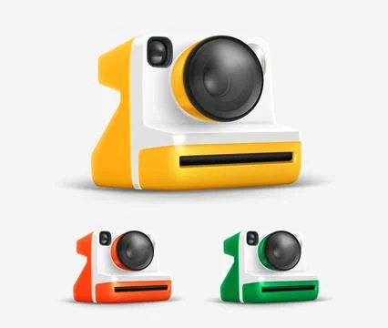 Color compact digital instant camera clipart. 3d vector objects isolated on.. Stock Illustration