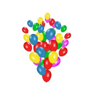 Color composition of vector realistic balloons isolated on white background Stock Illustration