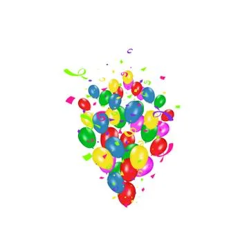 Color composition of vector realistic balloons and Colorful confetti Stock Illustration