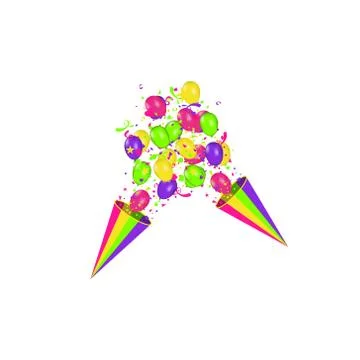 Color composition of vector realistic balloons and Colorful confetti Stock Illustration