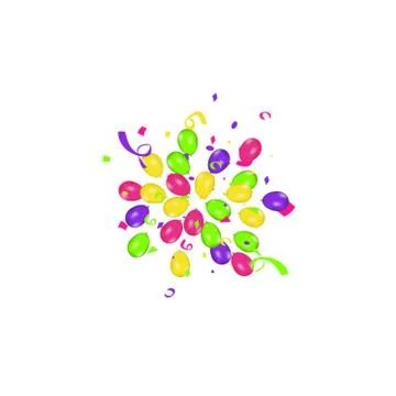 Color composition of vector realistic balloons and Colorful confetti Illustrazione stock