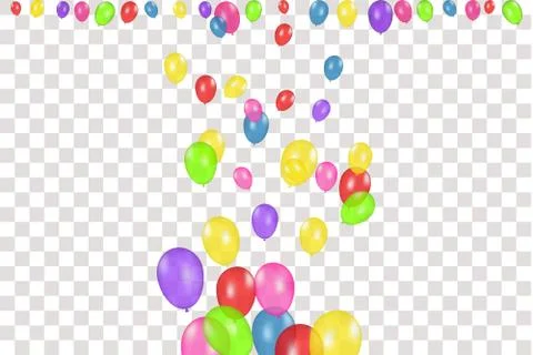 Color composition of vector realistic balloons isolated on transparent Stock Illustration