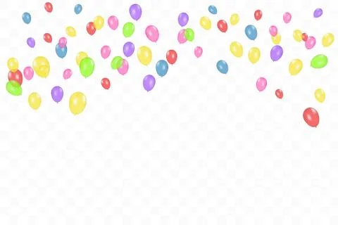 Color composition of vector realistic balloons isolated on transparent Illustrazione stock