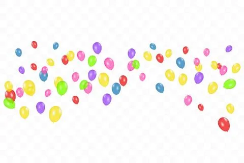 Color composition of vector realistic balloons isolated on transparent Stock Illustration