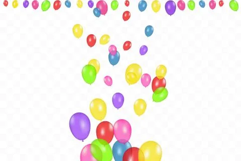 Color composition of vector realistic balloons isolated on transparent Stock Illustration